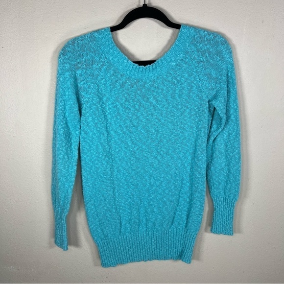 SMALL OLD NAVY MINT BLUE V NECK SWEATER COTTON LONG SLEEVE - Picture 6 of 10
